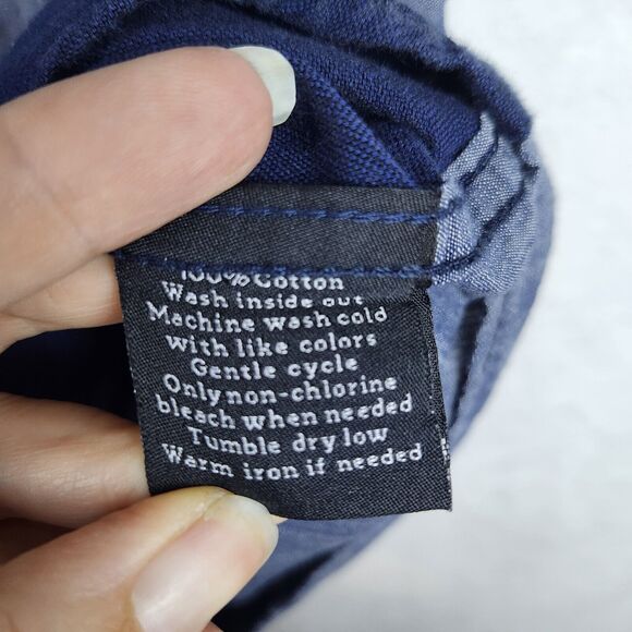 Rock & Republic Shirt Blue Two Tone Short Sleeve Button Up Size XL Front Pockets - Picture 7 of 8